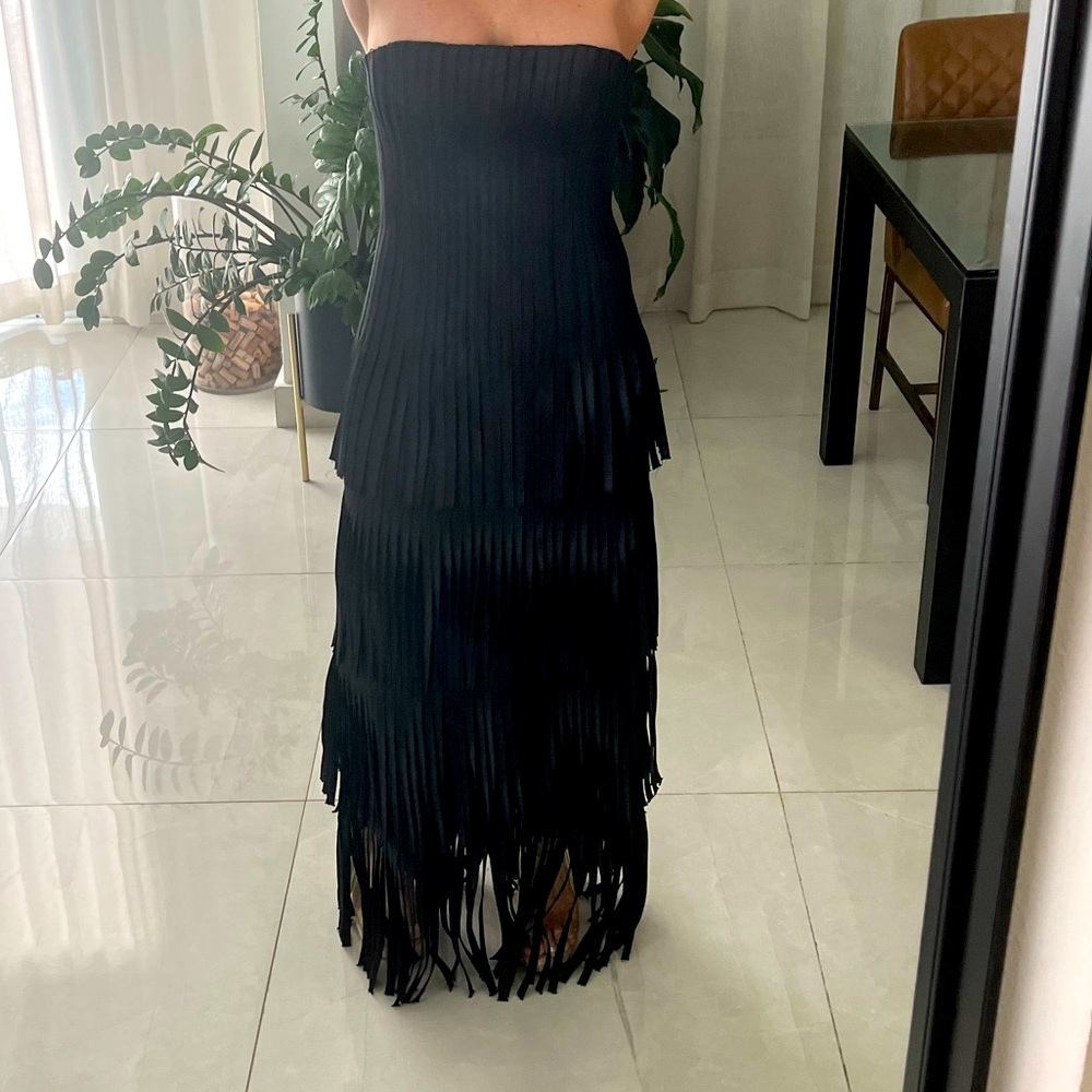 BCBG black fringes formal dress
